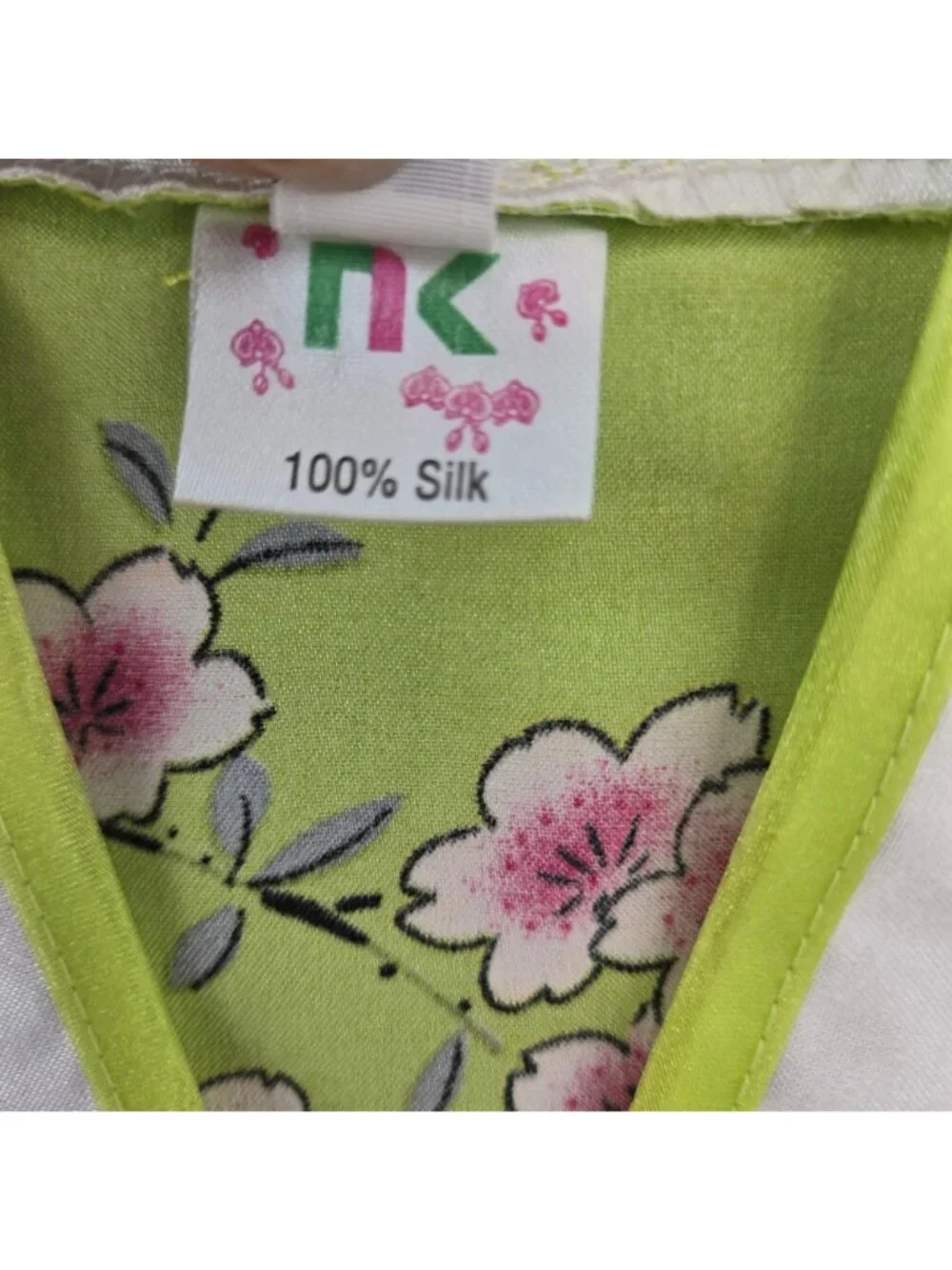 NK 100% Silk Floral Kimono Style Bubble Dress Size Girl's 8